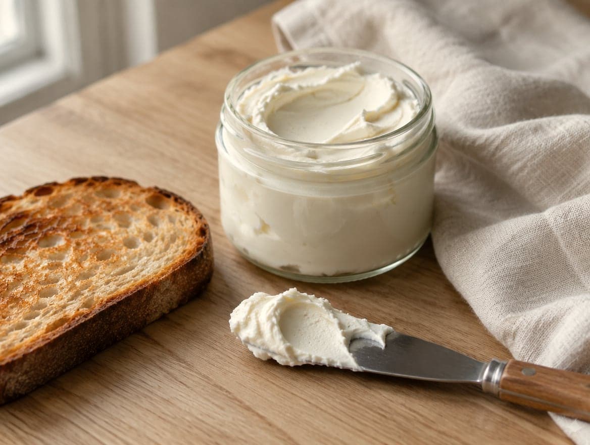 A tub of smooth cream cheese