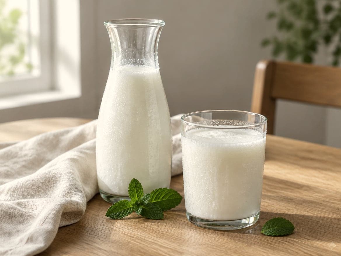 A bottle of fresh goat milk